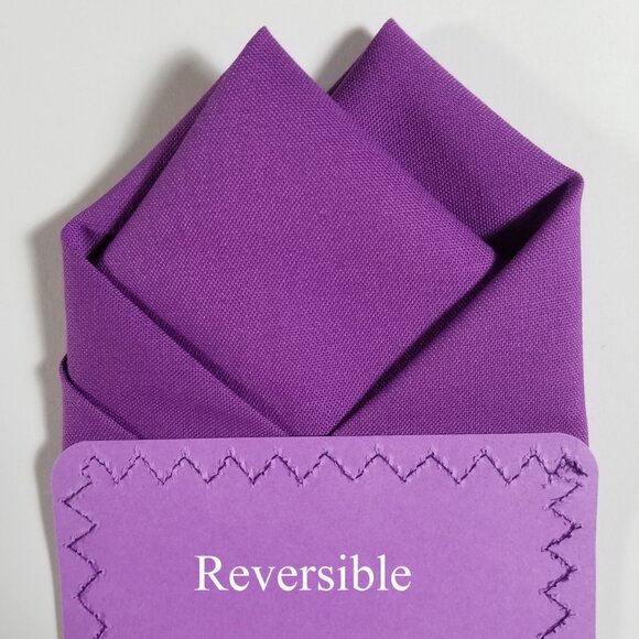 New - Purple Cotton Pre-Folded Pocket Square Handkerchief Insert - Picture 5 of 6